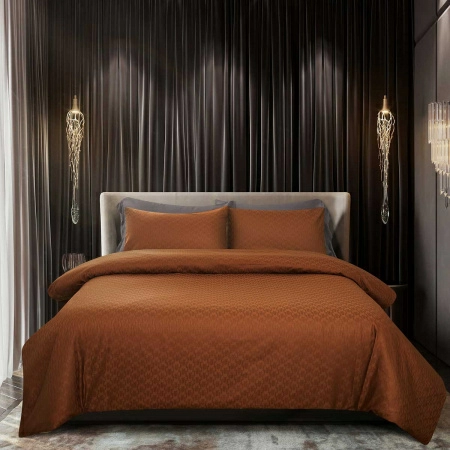 Полноразмерное изображение Комплект постельного белья семейный Pappel Jacquard Brown фото 1